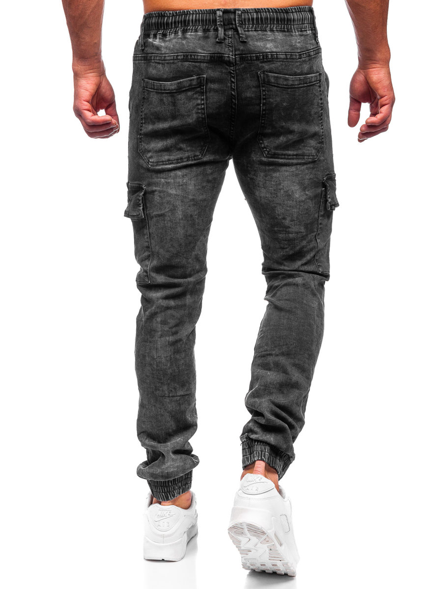 

Чорні джинсові штани карго чоловічі Bolf TF128