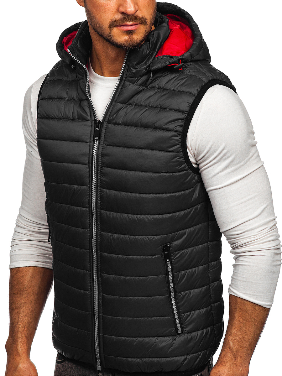 

Графітовий стьобаний чоловічий жилет з капюшоном Bolf 6701