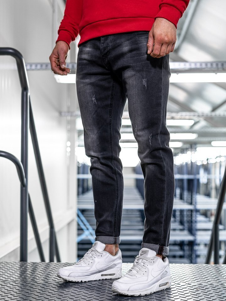 

Чоловічі джинсові штани slim fit чорні Bolf KX312