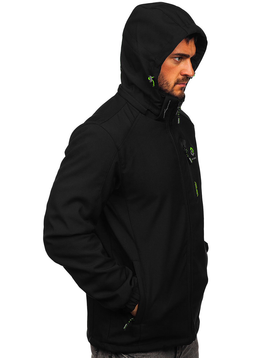 

Чорно-зелена куртка чоловіча демісезонна Softshell Bolf WX085