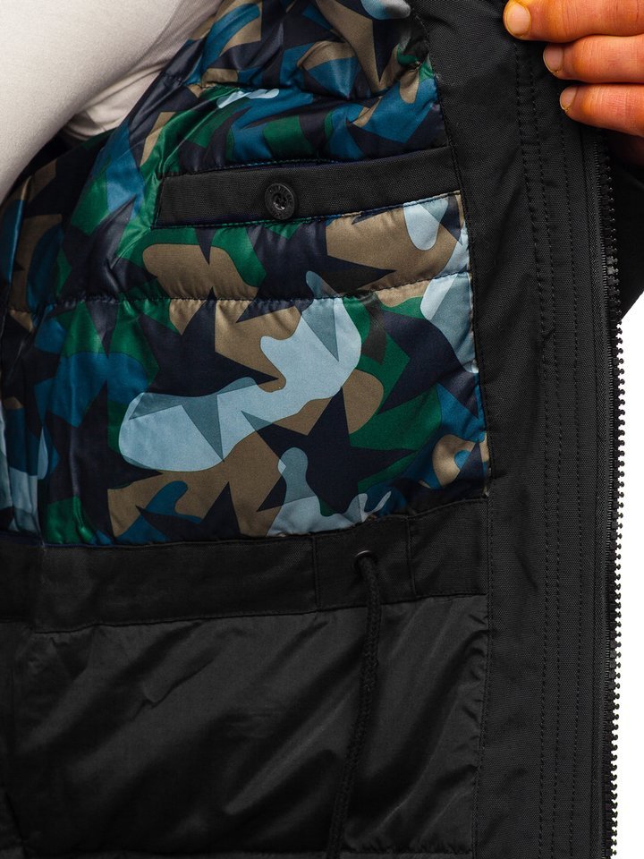 

Чоловіча зимова куртка парку чорна Bolf 1971