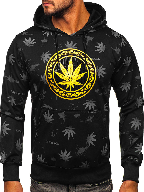 Чорна чоловіча толстовка з капюшоном і принтом Bolf НМ628