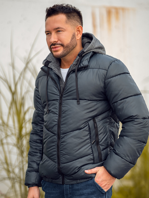 Графітова стьобана куртка чоловіча зимова Bolf B2906