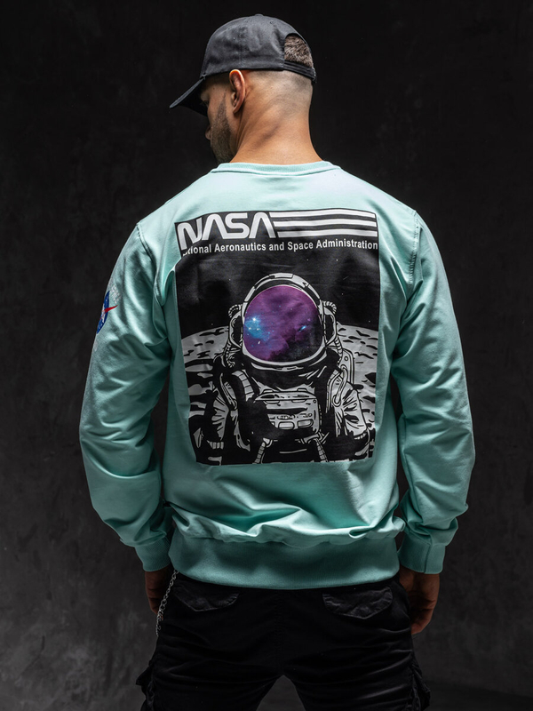 М'ятний чоловічий світшот без капюшона з принтом Bolf 6476A1