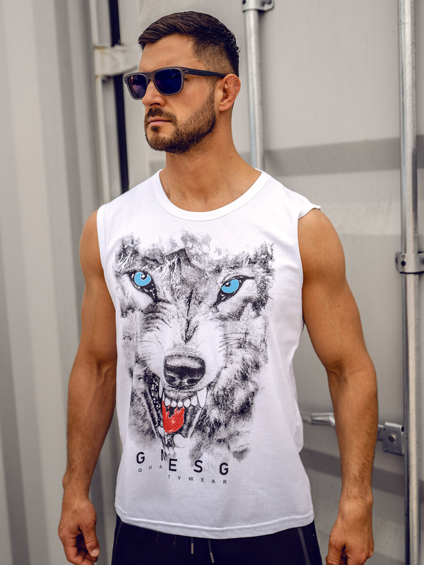 Біла майка з принтом Bolf 14824A