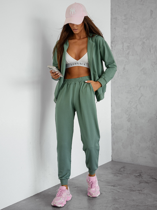 Жіночий двочастинний спортивний комплект з капюшоном хакі Bolf 821110