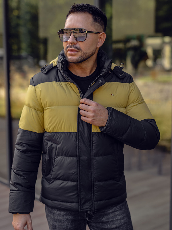 Чоловіча зимова спортивна стьобана куртка чорна Bolf 1975