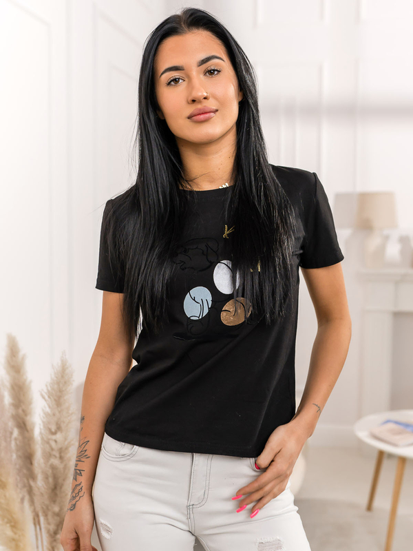 Чорна жіноча футболка з принтом Bolf 95T2519