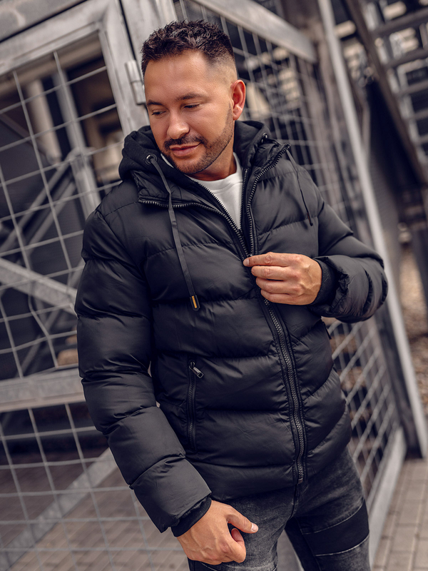 Чорна чоловіча стьобана зимова куртка Bolf 7325A