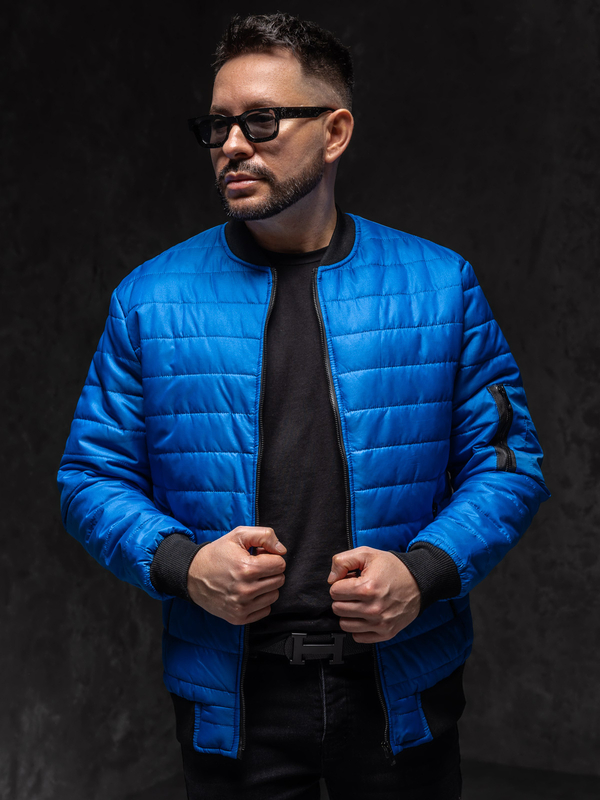 Синя демісезонна чоловіча стьобана куртка-бомбер Bolf MY-02A1