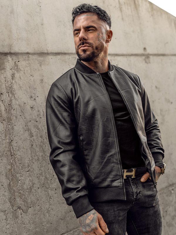 Чорна чоловіча куртка екошкіряна-бомбер Bolf 3A65A