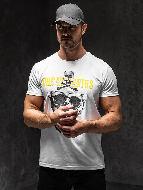 Біла чоловіча футболка з принтом Bolf Y70005