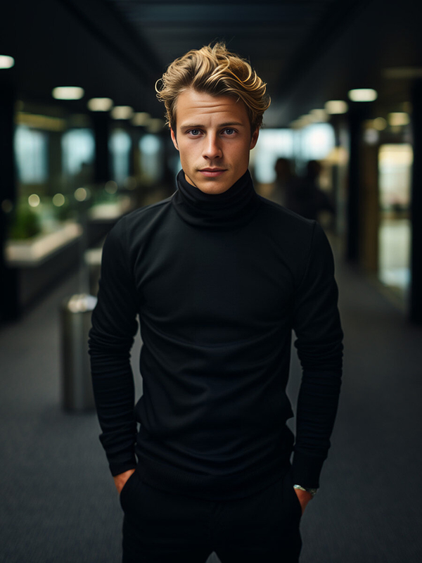 Чорна базова чоловіча водолазка Bolf 145347A2-1