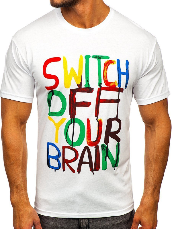 Чоловіча футболка з принтом біла Bolf 1181