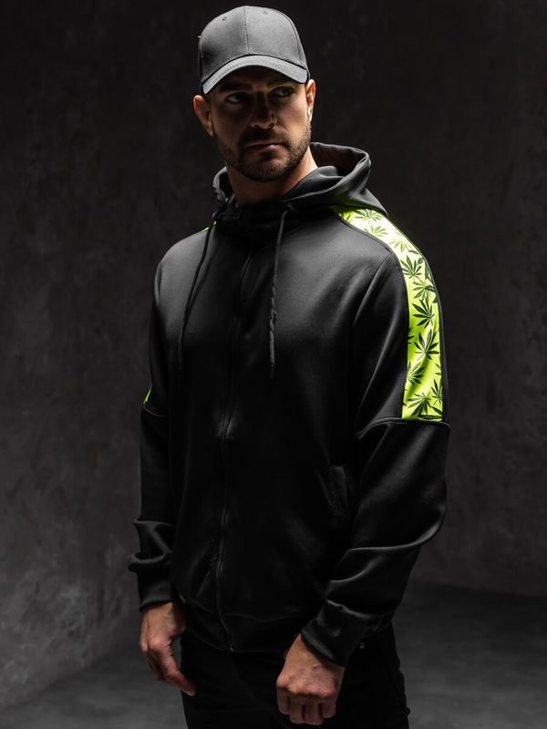 Чорна чоловіча толстовка на блискавці з капюшоном Bolf 27B8120