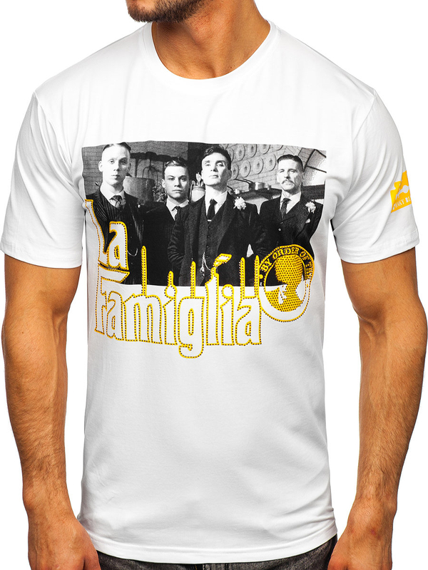 Біла чоловіча футболка з аплікаціями Bolf 2824