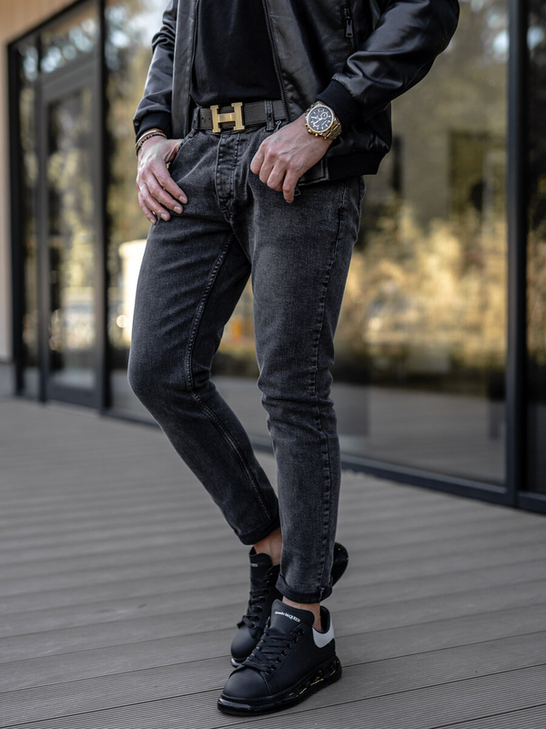 Чорні чоловічі джинсові штани slim fit Bolf R925-1