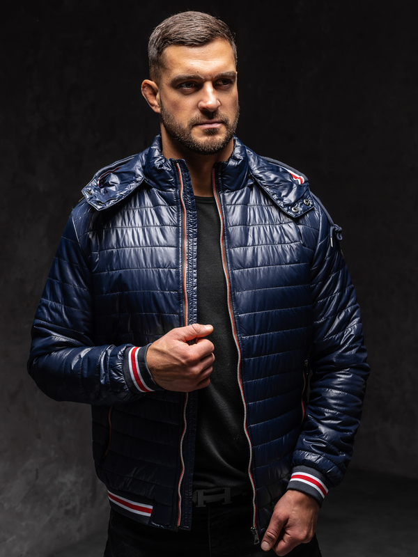 Темно-синя демісезонна чоловіча стьобана куртка Bolf 6191A1