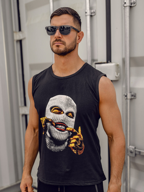 Чорна майка з принтом Bolf 14811A