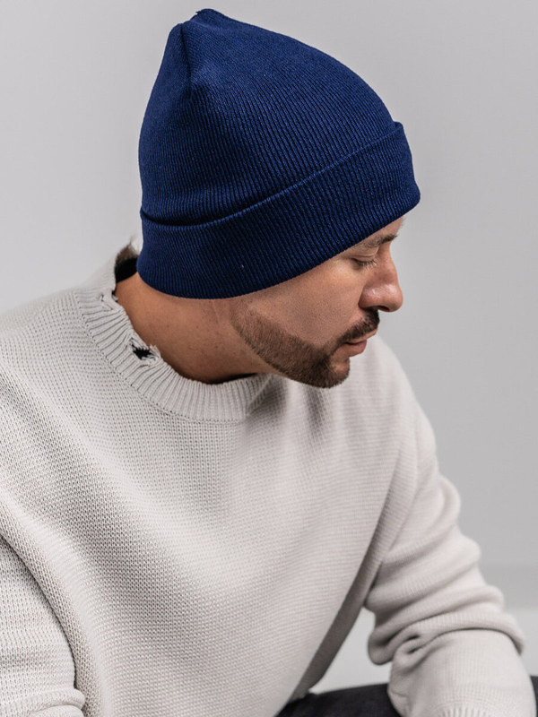 Темно-синя зимова чоловіча шапка YW09004M