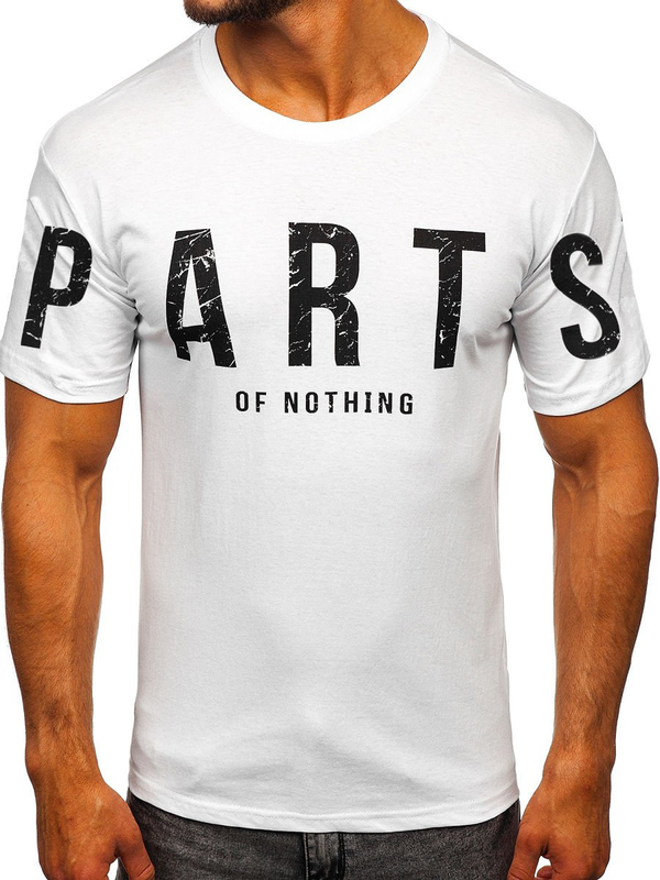 Біла бавовняна чоловіча футболка з принтом Bolf 1180