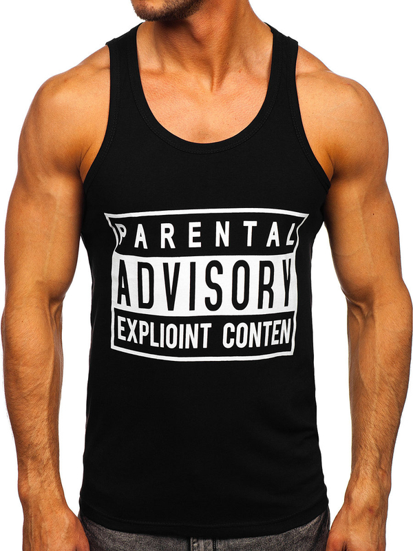 Чорна чоловіча майка з принтом Bolf 14855