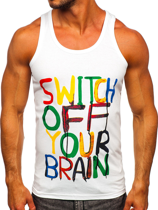 Біла чоловіча майка з принтом Bolf 14837