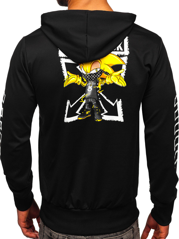 Чорна чоловіча толстовка з капюшоном і принтом Bolf HM611