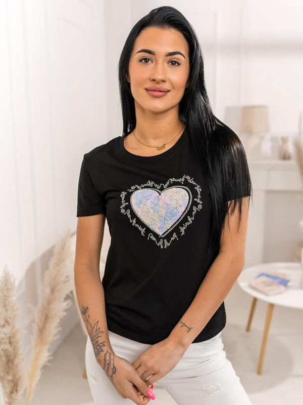 Чорна жіноча футболка з аплікацією Bolf 95T2510