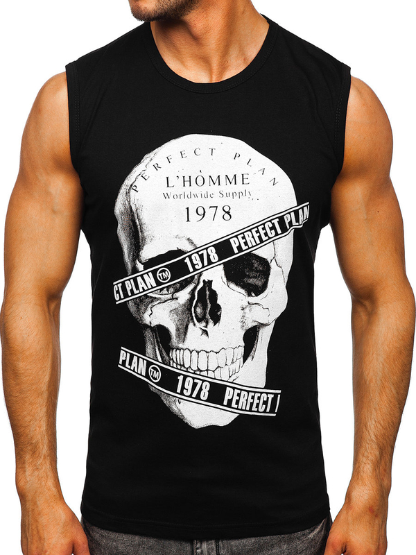 Чорна майка з принтом Bolf 14807