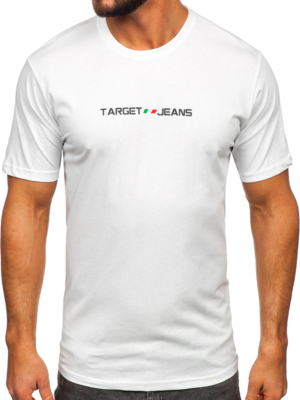 Біла чоловіча футболка з принтом Bolf 14761