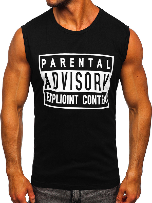 Чорна футболка tank top з принтом Bolf 14828