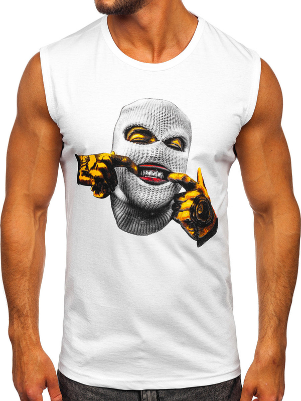 Біла футболка з принтом Bolf 14811