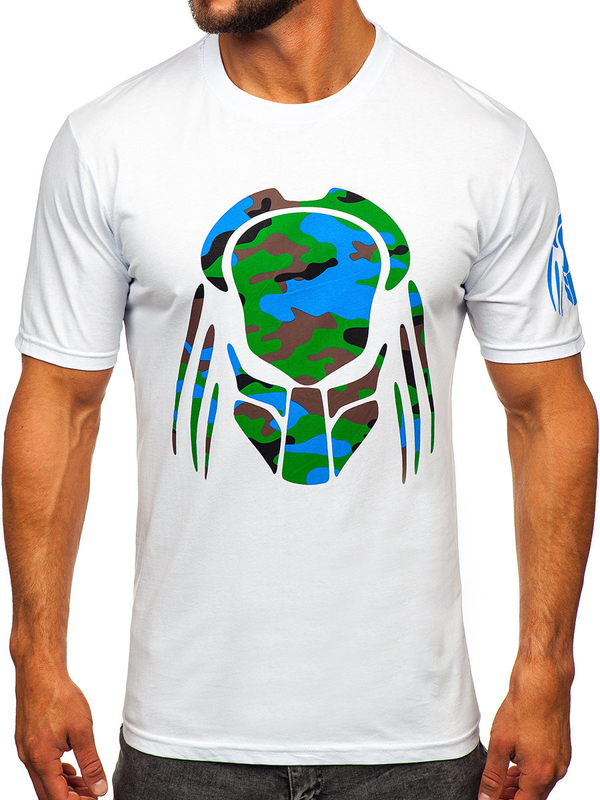 Біла бавовняна чоловіча футболка з принтом Bolf 192379-1