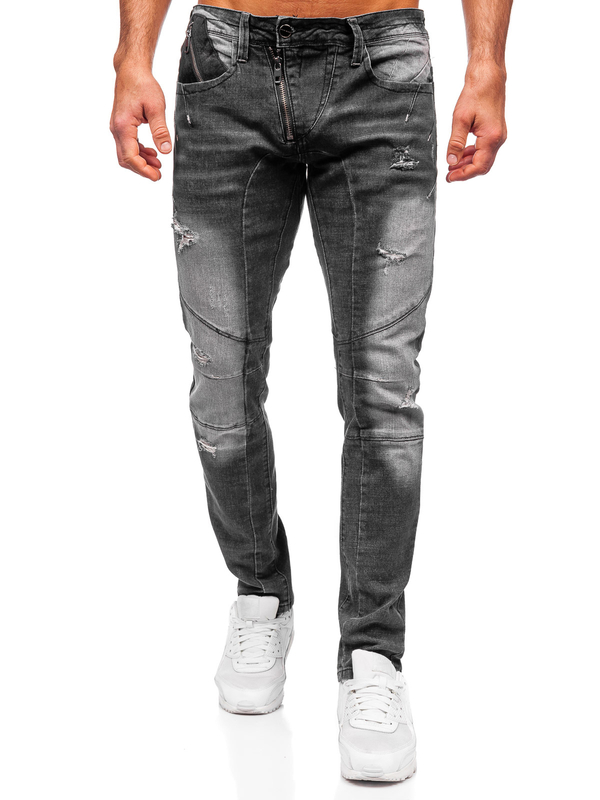 Чорні чоловічі джинсові штани slim fit Bolf MP0045N