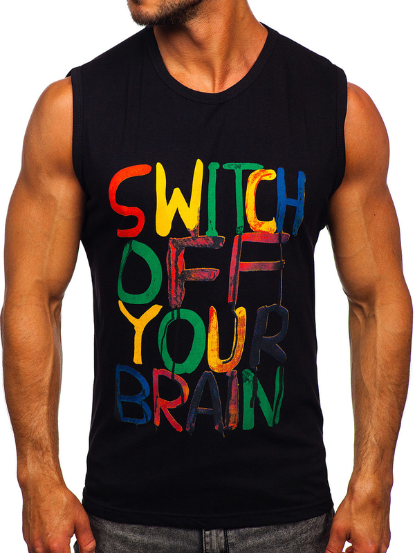 Чорна футболка tank top з принтом Bolf 14803-1