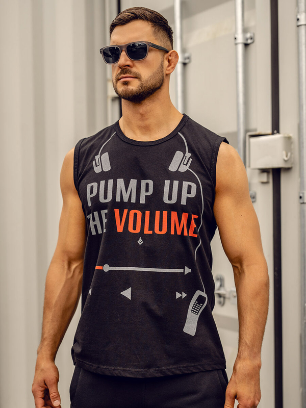 Чорна майка з принтом Bolf 14815A