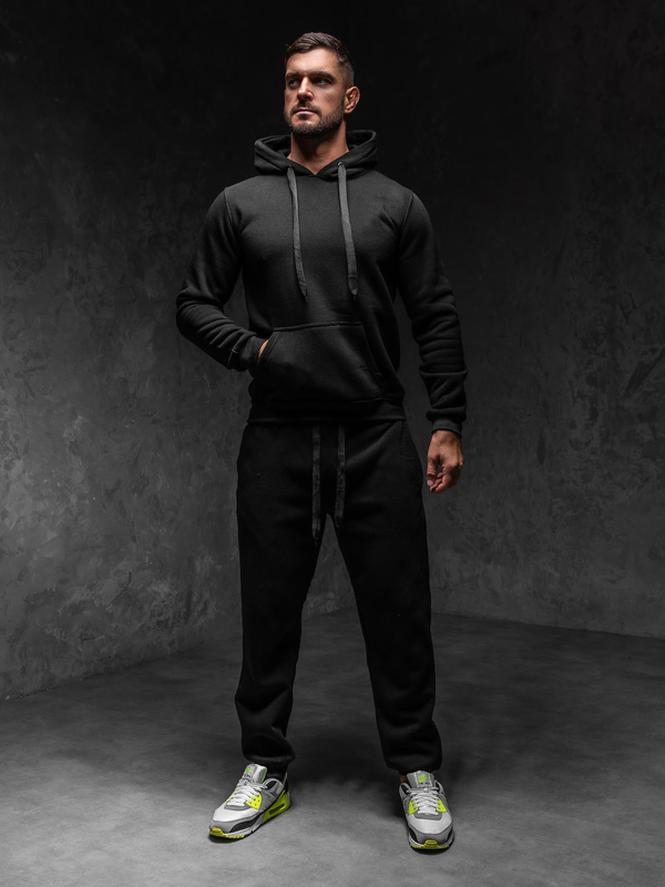 Чорний чоловічий спортивний костюм з капюшоном Bolf D012A1