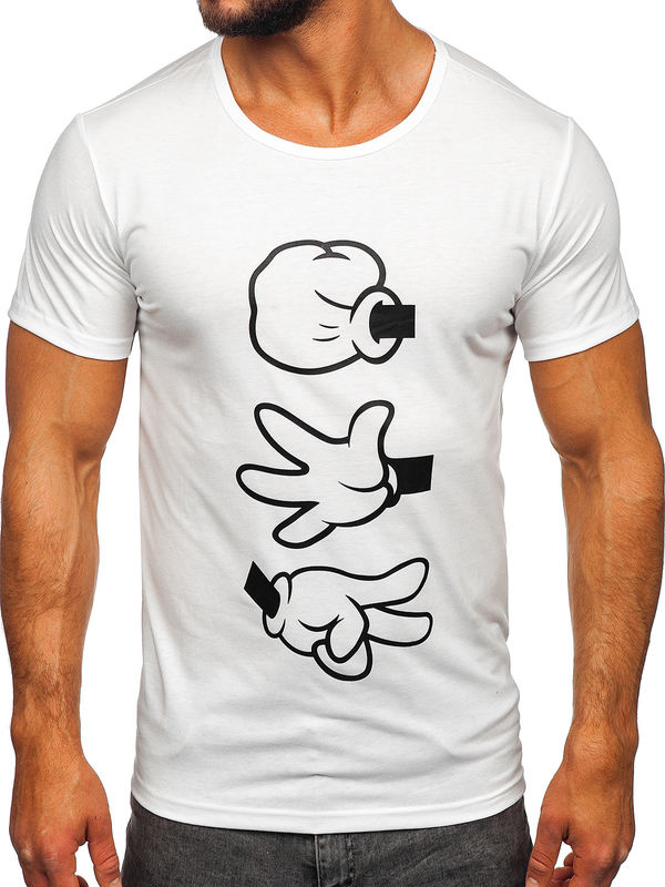 Біла чоловіча футболка з принтом Bolf KS1997