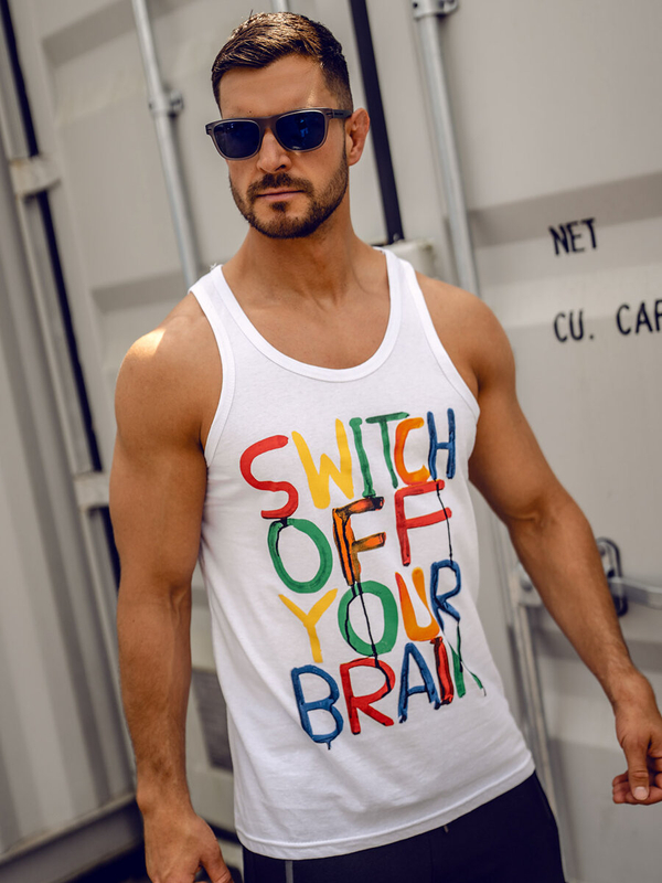 Біла футболка-боксер з принтом Bolf 14837A