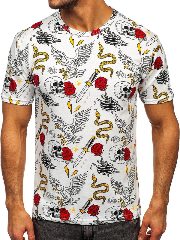 Біла чоловіча футболка з принтом Bolf 14900