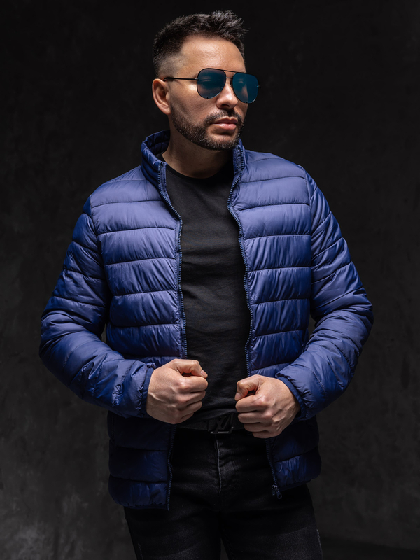 Чоловіча демісезонна стьобана темно-синя куртка Bolf LY33A1