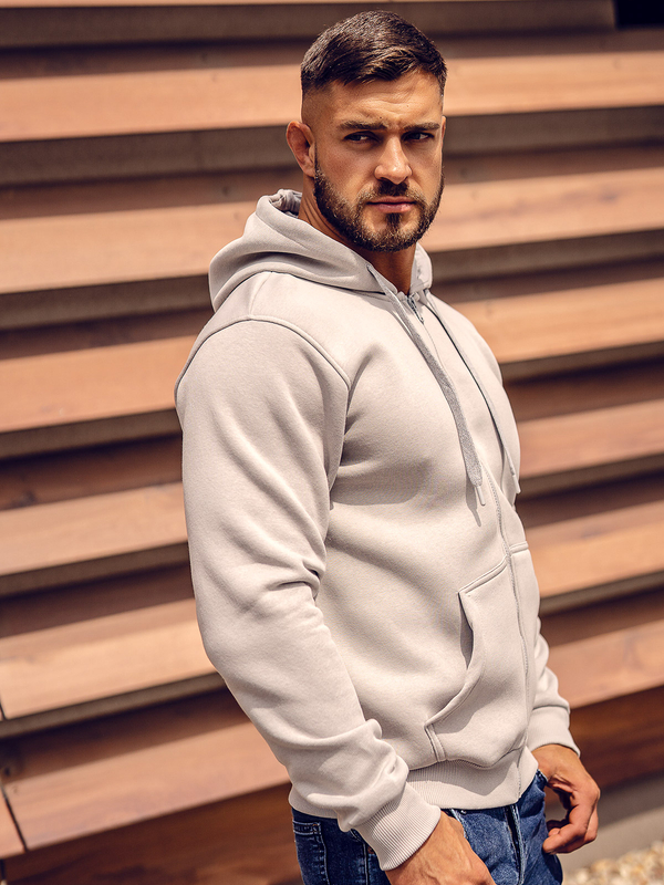 Сіра чоловіча толстовка на блискавці з капюшоном Bolf 2008A