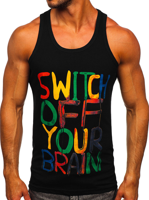 Чорна чоловіча майка з принтом Bolf 14837