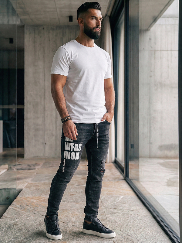 Чорні чоловічі джинси slim fit Bolf TF277