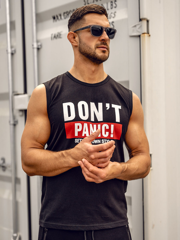 Чорна майка з принтом Bolf 14827A