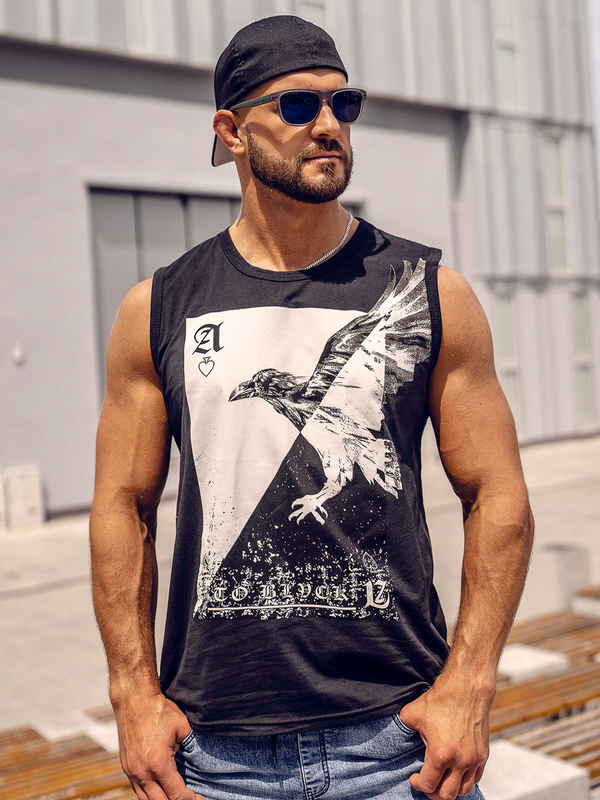 Чорна майка з принтом Bolf 14821A