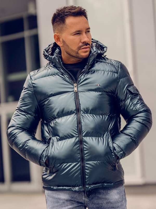 Зелена чоловіча стьобана зимова спортивна куртка Bolf EX2138A