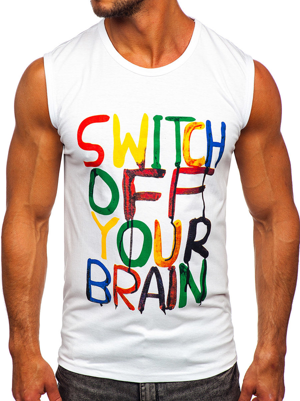 Біла футболка tank top з принтом Bolf 14803-1