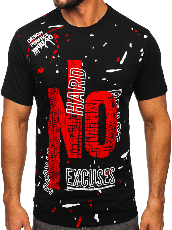 Чорна чоловіча футболка з принтом Bolf JS1856